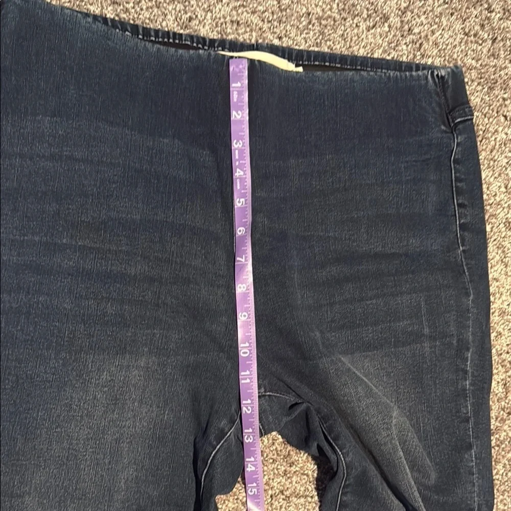 Blue Denim SOFT SURROUNDINGS Pull On Elasticized Waistband Ankle Jeans Large - Picture 4 of 6